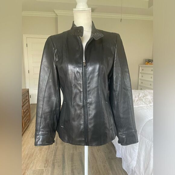 Jones New York Leather moto Jacket - Picture 1 of 14